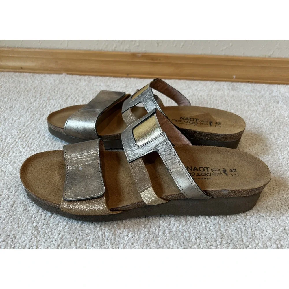 Naot  Leather Nancy Sandals Bronze Gold Size 42 US‎ 11 11.5 Slip On Slides